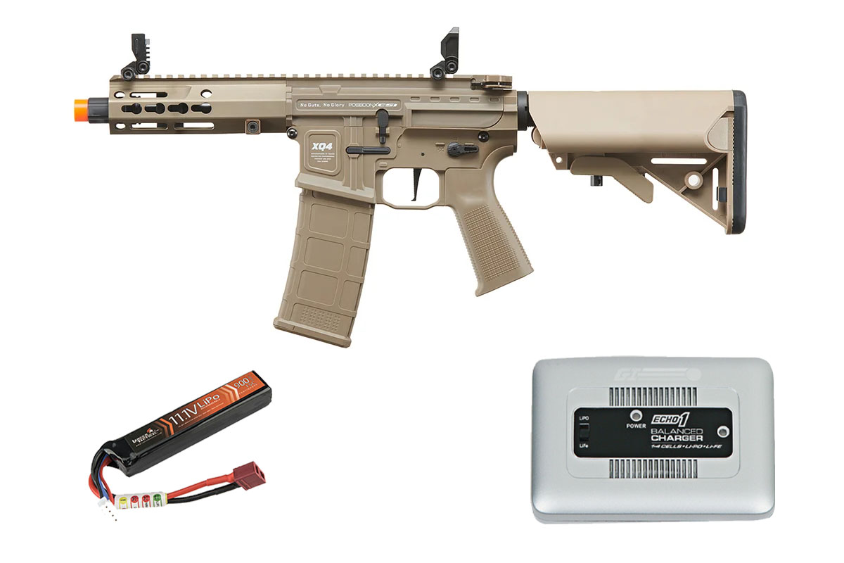Poseidon PDW 6″ PDW w/ Aether v2 & Crane Stock AEG Rifle Battery & Charge Combo (Tan)
