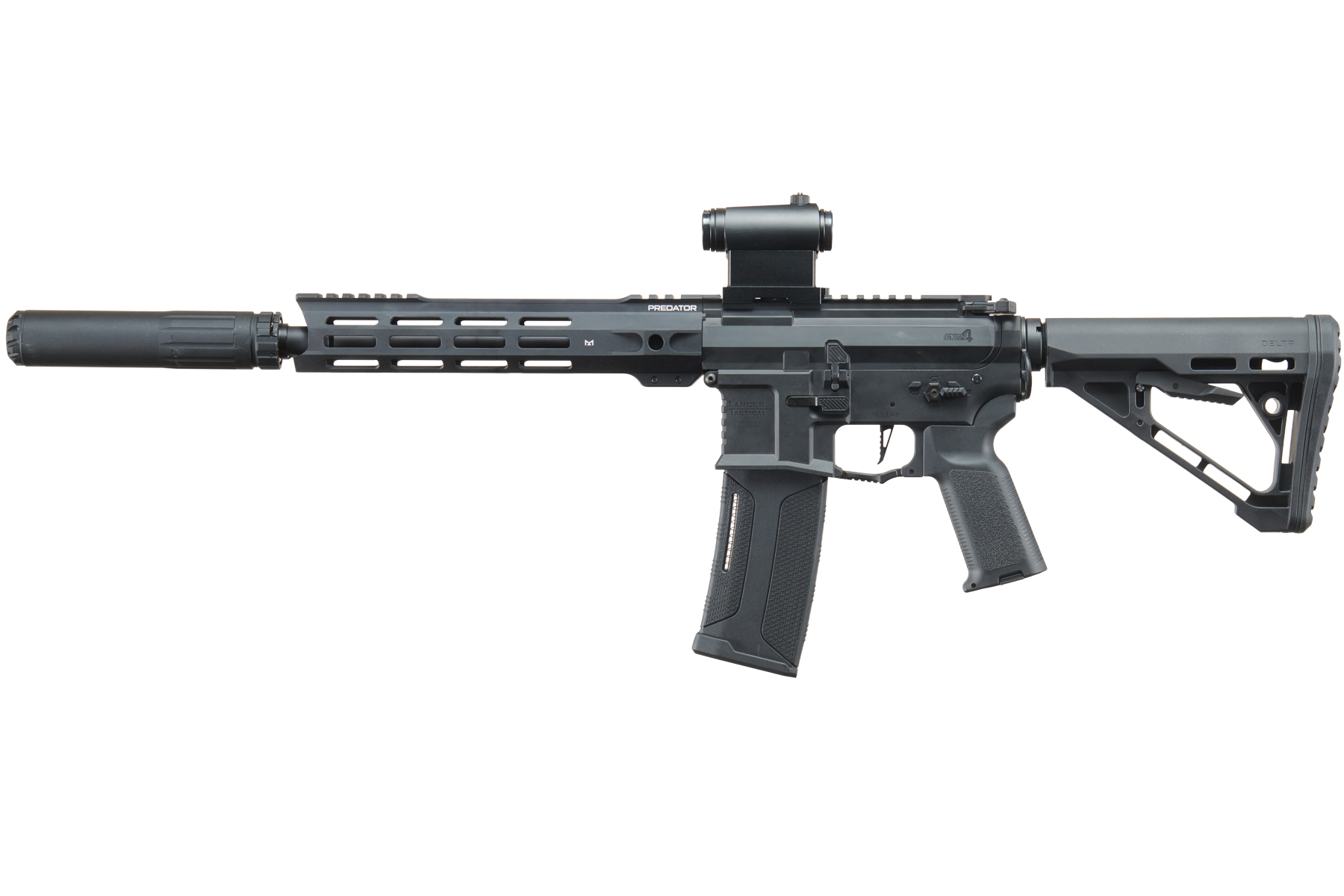 Lancer Tactical Gen 4 Predator 10″ SBR AEG Optic & Suppressor Combo