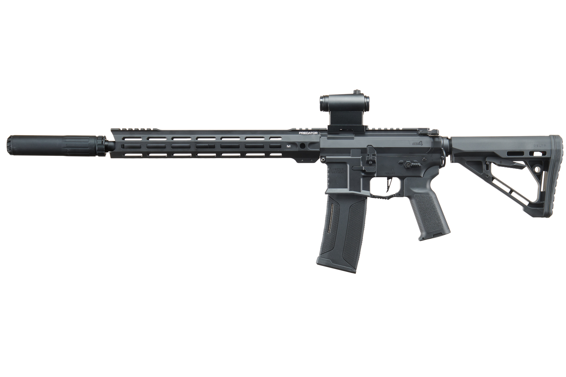 Lancer Tactical Gen 4 Predator 13″ Carbine AEG Optic & Suppressor Combo