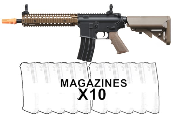 Classic Army Nemesis Gen2 MK18 M4 AEG Airsoft Rifle 10 Pack Mag Combo (Two-tone)