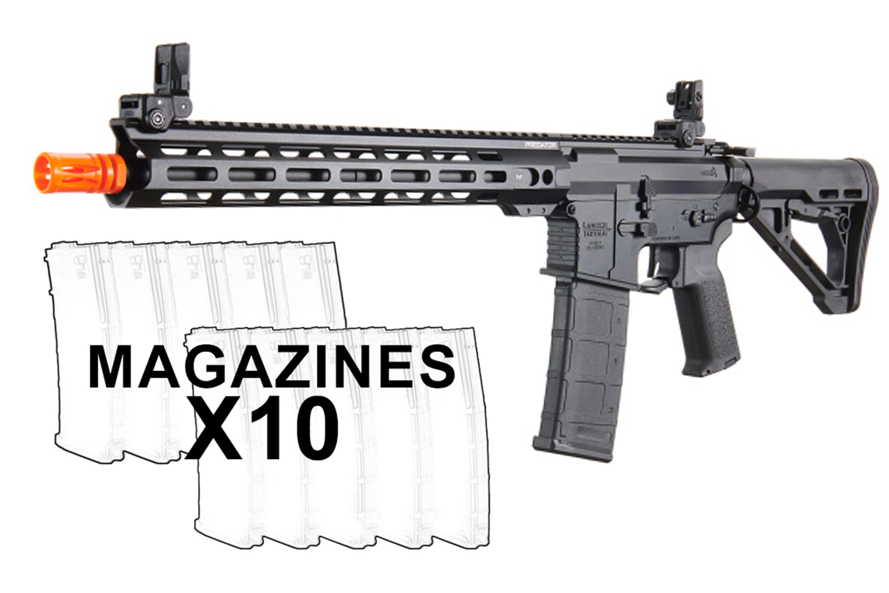 Lancer Tactical Gen 4 Predator 13″ SBR AEG w/ Aster ETU 10 Pack Mag Combo