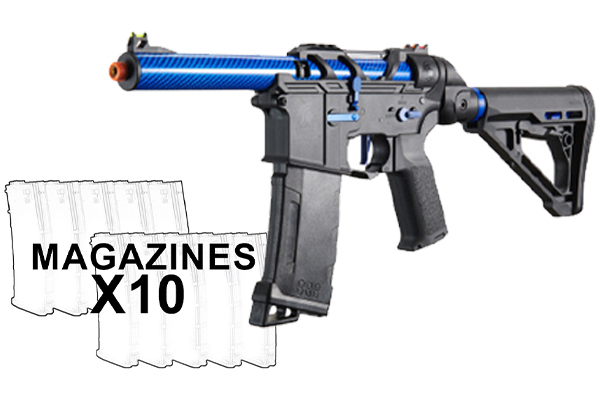 Lancer Tactical Gen 3 Airtac M4 AEG Airsoft Rifle 10 Pack Mag Combo (Blue)