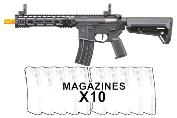 BG Defense Type-A SPR 10″ Gen 3 AEG Rifle by Lancer Tactical 10 Pack Mag Combo