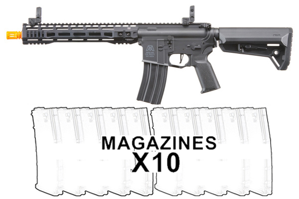 BG Defense Type-A SPR 12″ Gen 3 AEG Rifle by Lancer Tactical 10 Pack Mag Combo