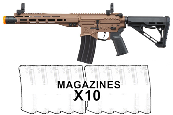 Zion Arms R15 MK2 10″ M4 AEG w/ Nebula II ETU 10 Pack Mag Combo (Bronze)