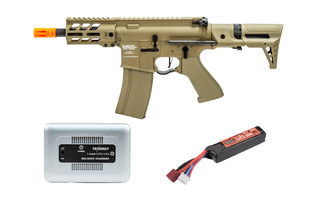 Charged Up Player Package #19 ft. Lancer Tactical Gen 2 Proline ETC & Full Metal Enforcer Battle Hawk 4″ PDW AEG Airsoft Rifle (