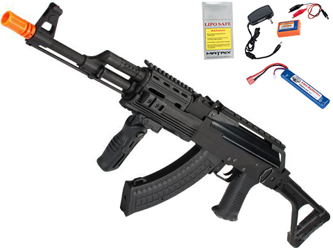 G&P Contractor AK47 Airsoft AEG Rifle with Folding Stock (Package: Add Battery + Charger)