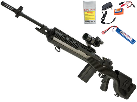 G&P M14 DMR Custom Airsoft AEG Sniper Rifle with Real Carbon Fiber (Model: Ver7 / Add Battery + Charger)