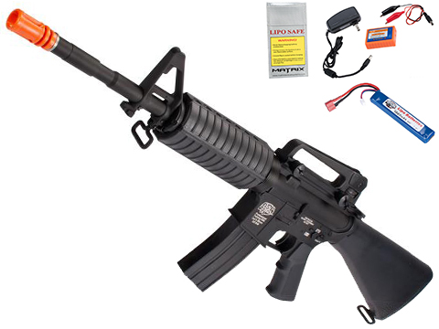 G&P M4 Carbine Airsoft AEG Rifle w/ Full Size M16 Stock – (Package: Add Battery + Charger)