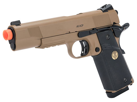 Spartan Full Metal STS-7 1911 MEU Gas Blowback Airsoft Pistol by KJW – Tan