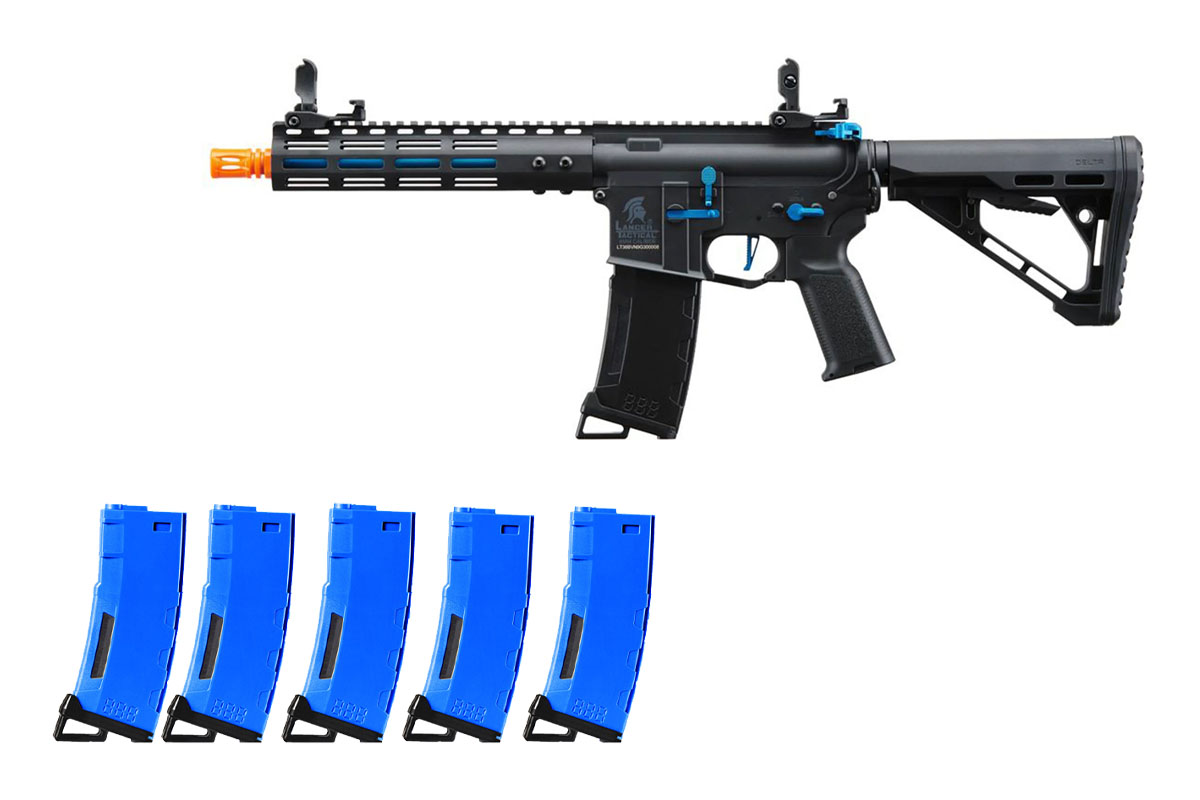 Lancer Tactical Gen 3 Archon Magazine Combo #5 Featuring Gen 3 Archon 9″ W/ Delta Stock (Black & Blue)