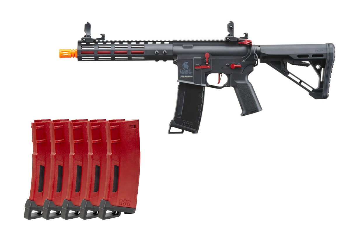 Lancer Tactical Gen 3 Archon Magazine Combo #7 Feat. Gen 3 Archon 9″ W/ Delta Stock (Black & Red)
