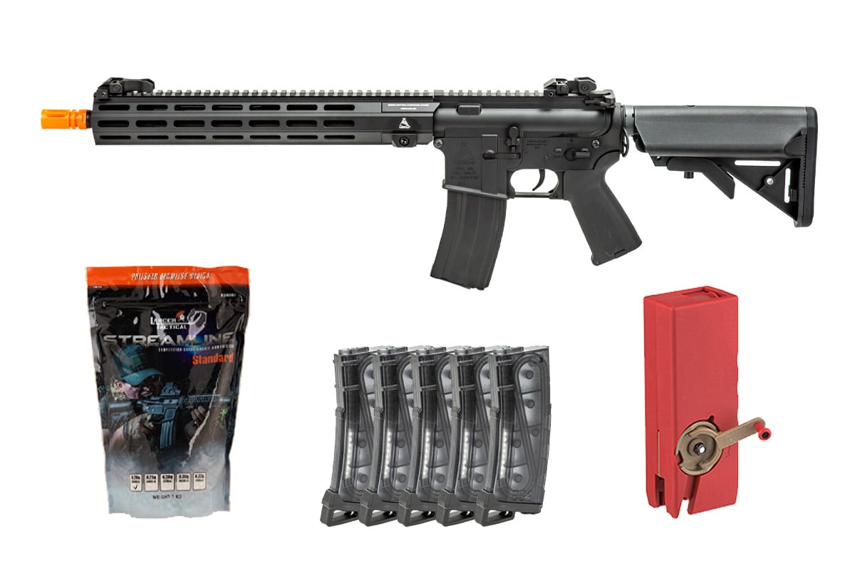 Ferfrans Fully Licensed IAR W/ 14″ MLOK Rail M4 AEG Magazine Combo