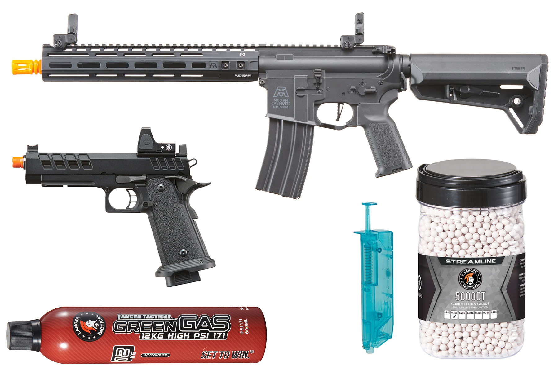 BG Defense Type-A MK2 12″ Gen 2 AEG Rifle by Lancer Tactical Full Load Combo