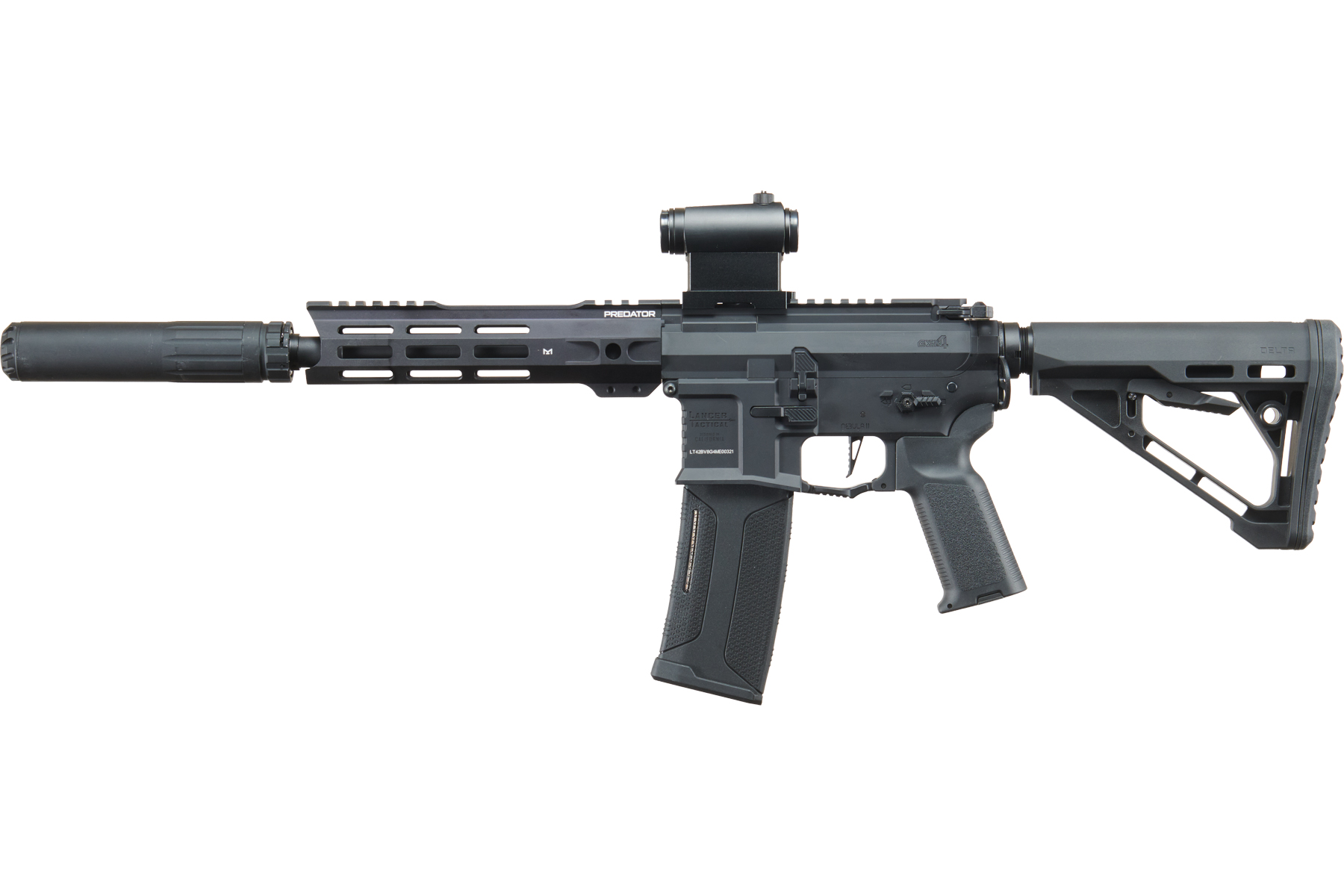 Lancer Tactical Gen 4 Predator 8″ CQB AEG Optic & Suppressor Combo