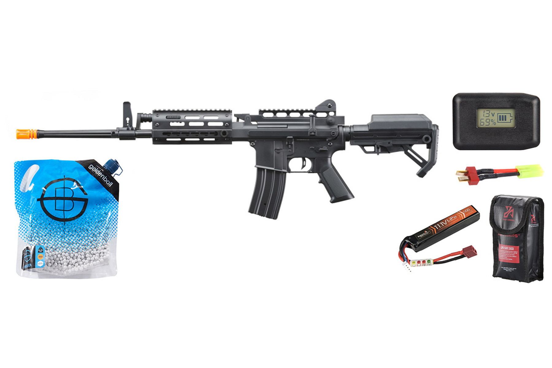 Golden Eagle AR LMG Airsoft LMG Battery & Charger Combo