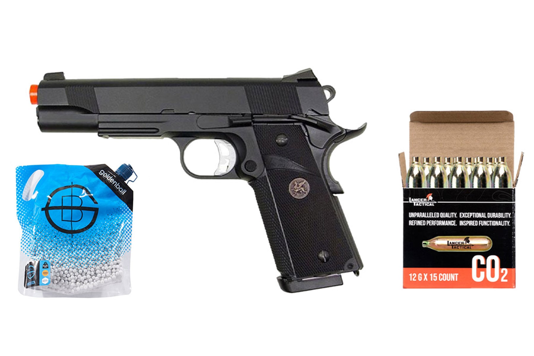 KJW Full Metal KP07 CO2 Blowback Airsoft Pistol CO2 Combo