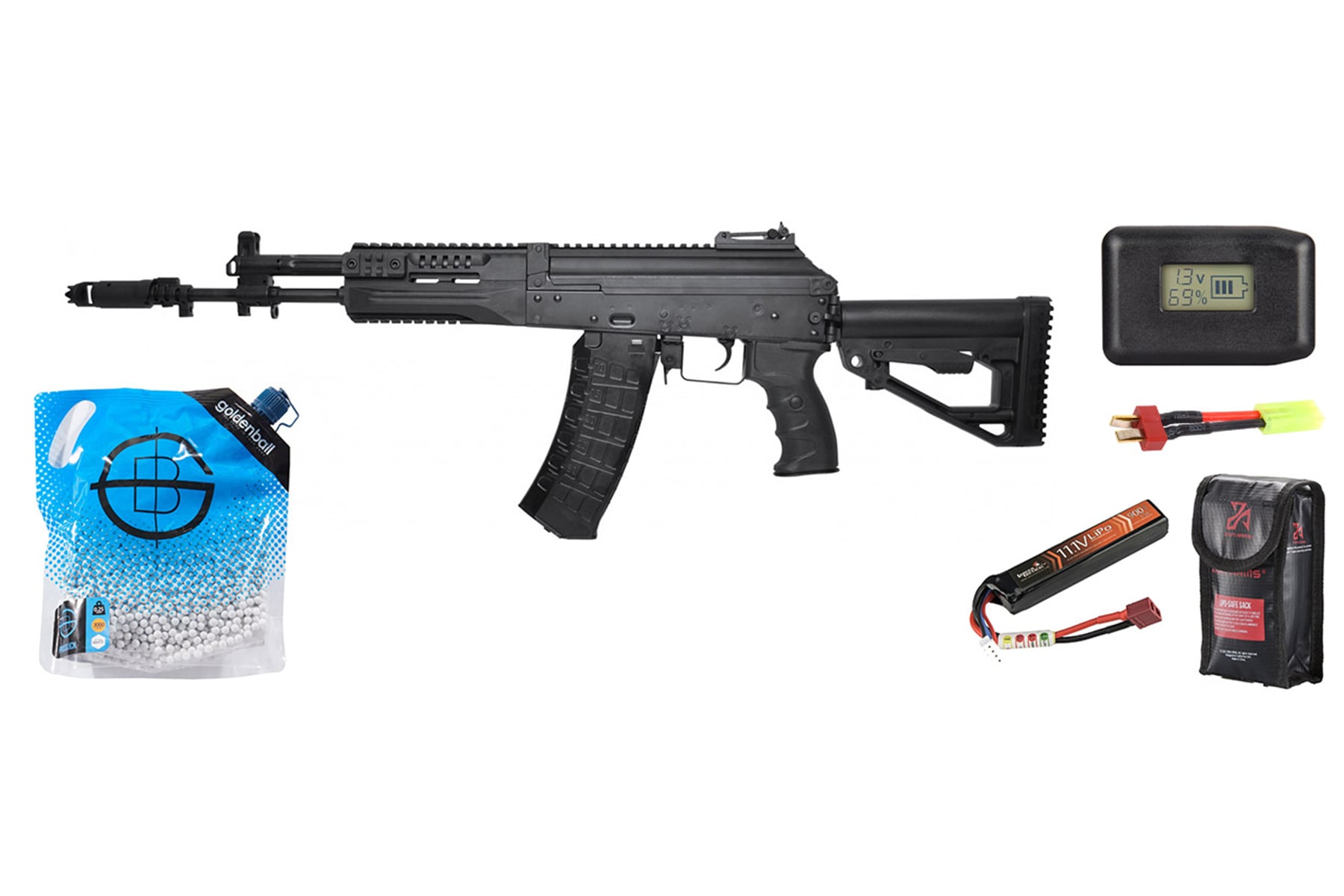 LCT Airsoft LCK12 Assault Airsoft AEG Rifle Battery & Charger Combo