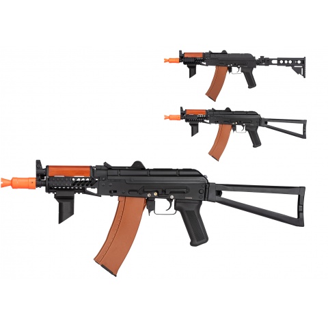 Double Bell AK74U Tactical AEG Airsoft Rifle – BLACK / WOOD