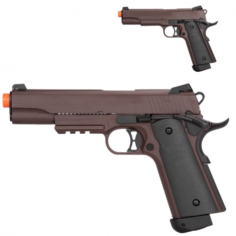 Double Bell M1911 CO2 Blowback Airsoft Pistol – CRIMSON BROWN
