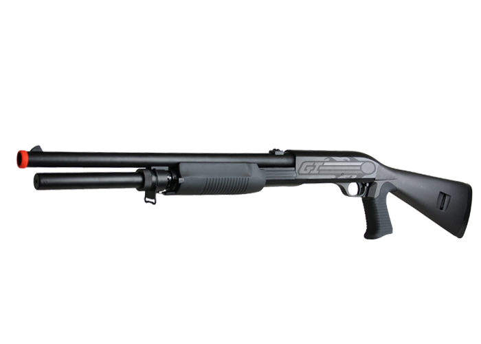 Double Eagle M3 Long Barrel Multi-Shot Spring Airsoft Shotgun (Black)