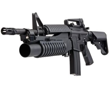 E&C Airsoft M4 AEG Rifle with M203 Grenade Launcher EC701 (QD 1.5 Gearbox, Blank Marking) – Black