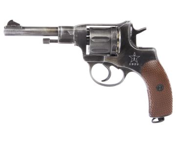 WinGun Airsoft Revolver CO2 721 Nagant M1895 (4 inch, Brown Grip, 6mm Version) – Weathered