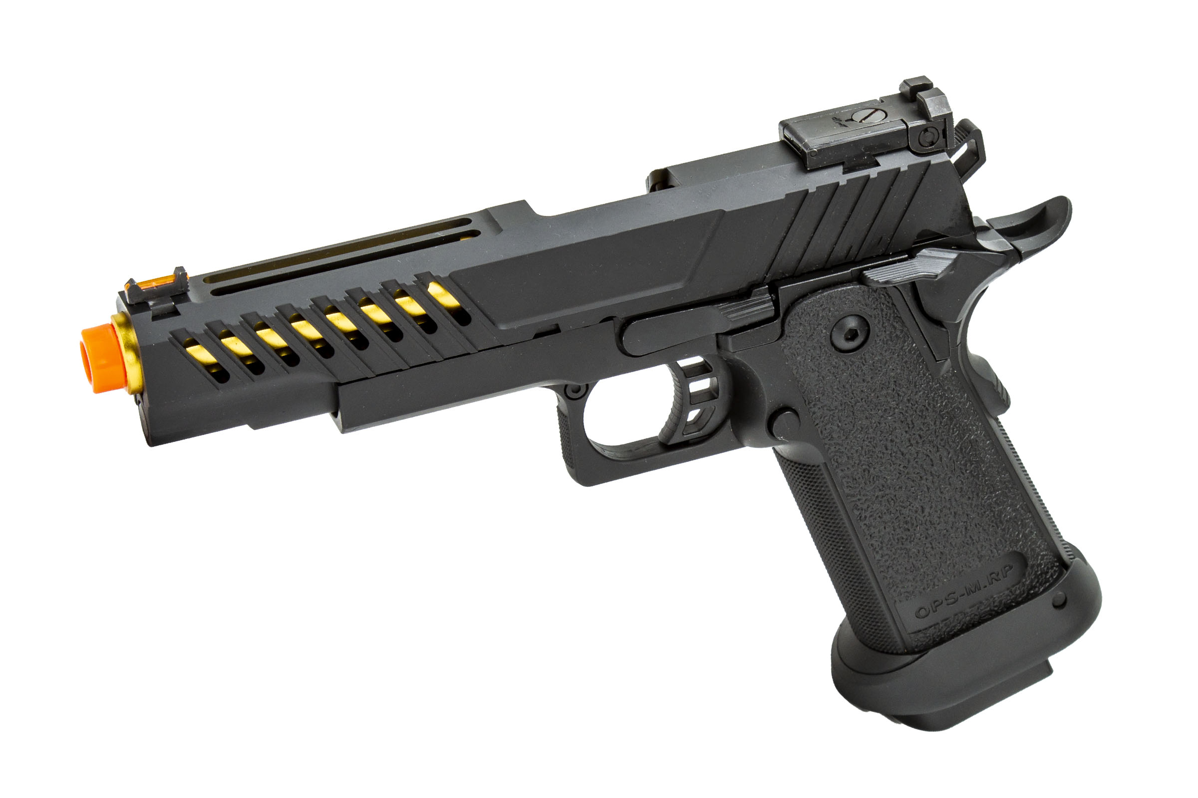 Golden Eagle 3338 OTS .45 Hi-Capa Gas Blowback Pistol w/ Vented Slide (Black/Gold)
