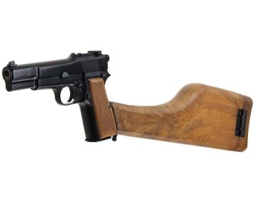 WE New Browning Hi Power MK1 w/ Stock GBB Airsoft Pistol – Black