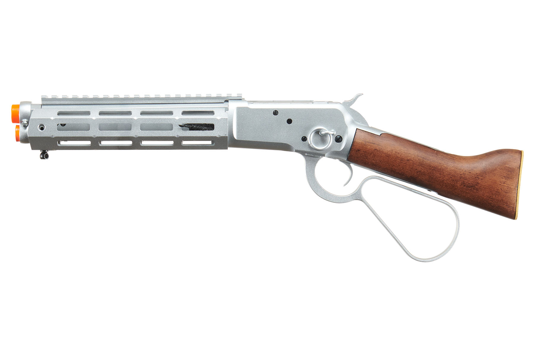 ACW M1873 “Mares Leg” Lever Action Airsoft Green Gas Rifle w/ M-LOK Rail (Silver)