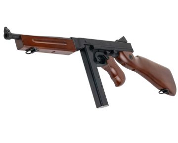 Cybergun Thompson Licensed M1A1 Military AEG Airsoft Rifle – Real Wood (by King Arms)