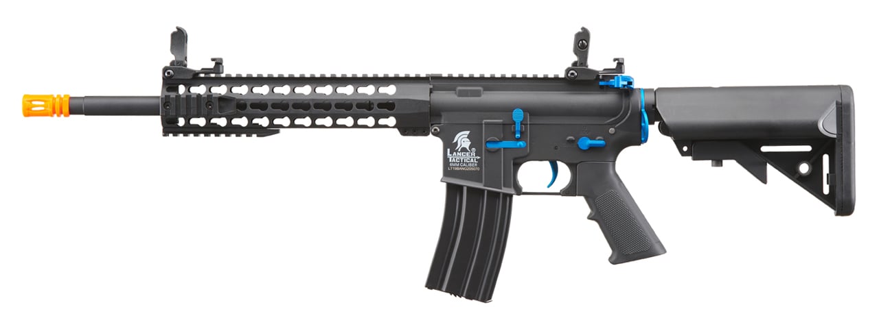 Lancer Tactical LT-19BAN-G2 Gen 2 10″ Keymod M4 Carbine Airsoft AEG Rifle (Black/Blue)