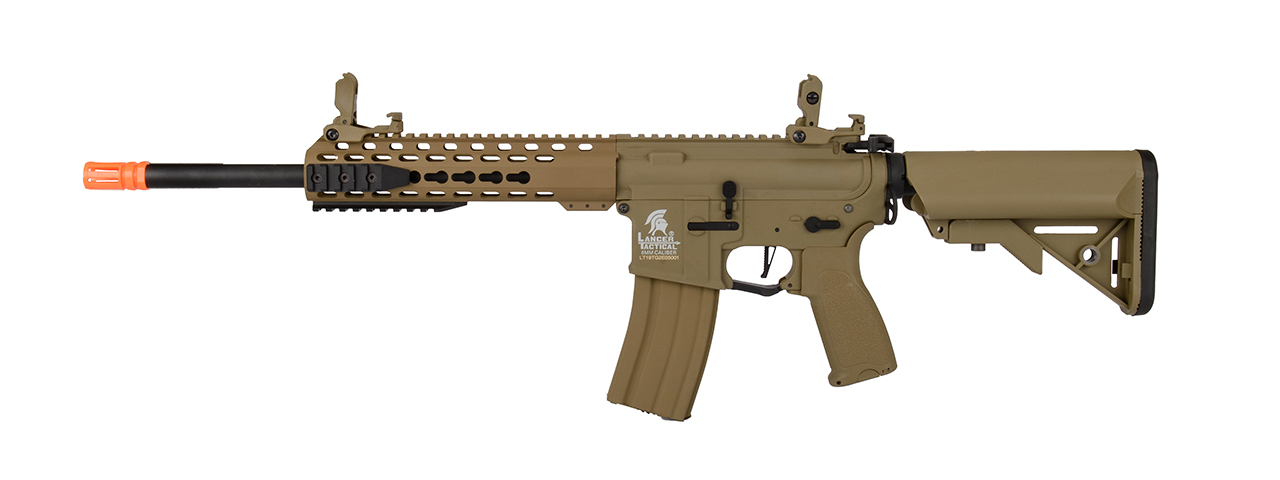 Lancer Tactical LT-19T-G2-E 10″ Hybrid ETU & METAL RAILS M4 Carbine AEG Airsoft Rifle (Tan)