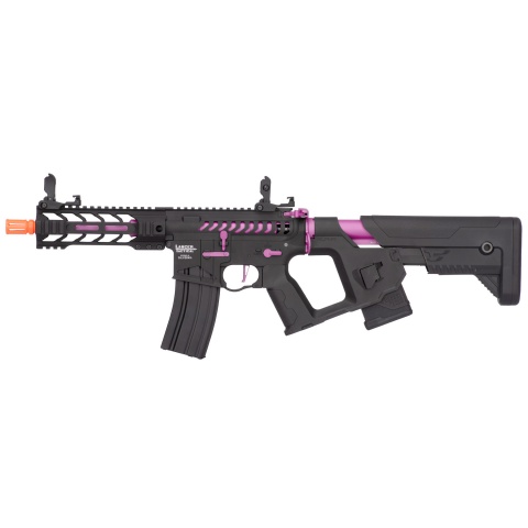 Lancer Tactical Proline Enforcer Battle Hawk 7″ Skeleton M4 Airsoft Rifle w/ Alpha Stock (Color: Black / Purple)