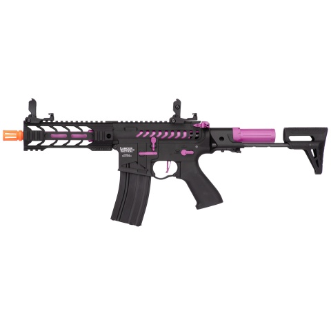 Lancer Tactical Proline Enforcer Battle Hawk 7″ Skeleton M4 Airsoft Rifle w/ PDW Stock (Color: Black / Purple)