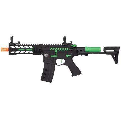 Lancer Tactical Proline Enforcer Battle Hawk 7″ Skeleton M4 Airsoft Rifle w/ PDW Stock (Color: Black / Green)