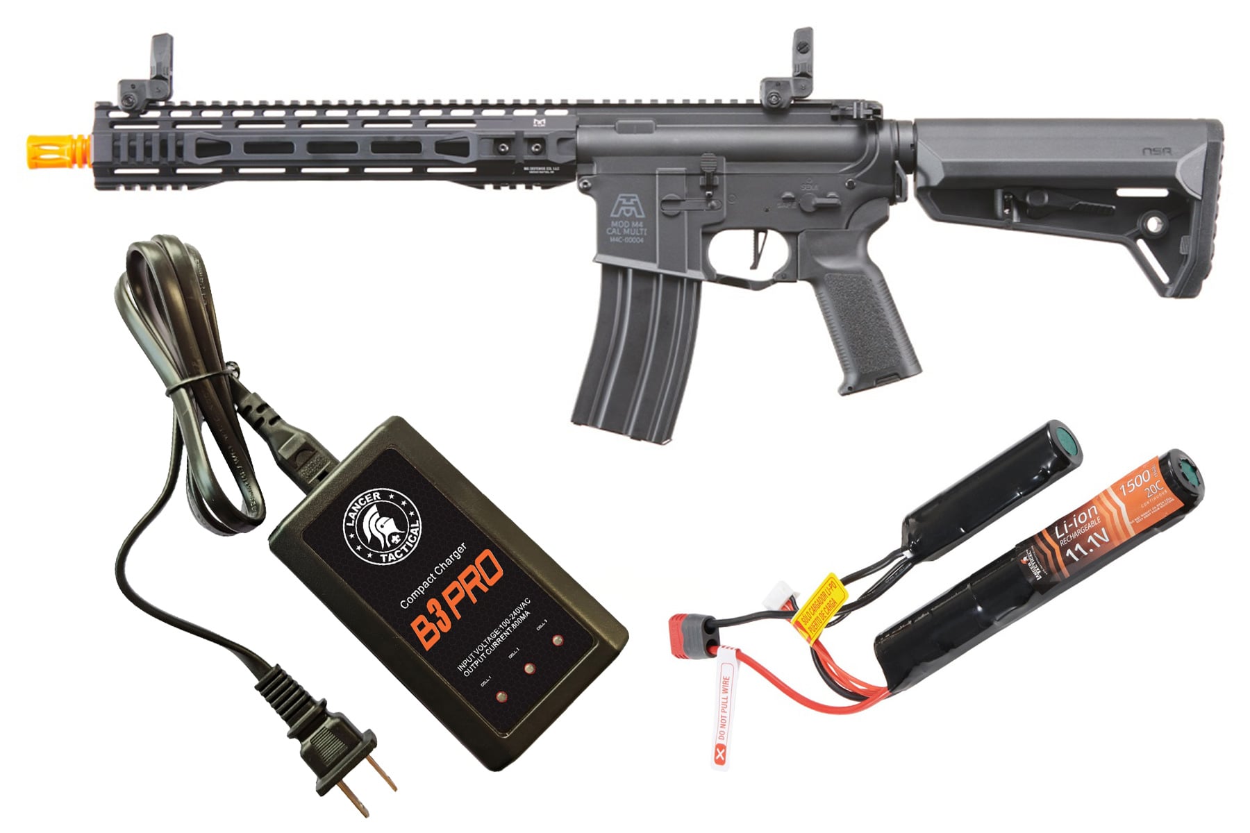 BG Defense Type-A SPR 12″ Gen 3 AEG Rifle by Lancer Tactical Battery & Charger Combo