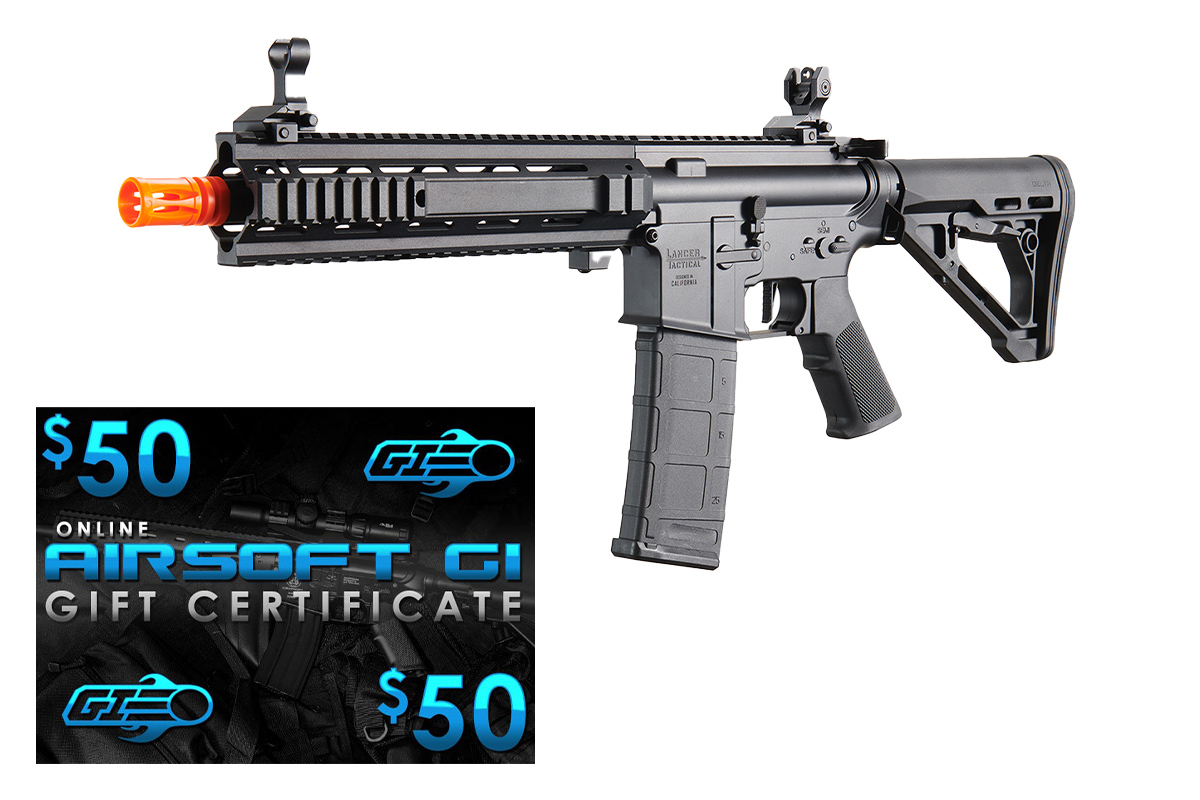 Lancer Tactical Gen 4 L119A2 Full Metal M4 AEG Airsoft Rifle Gift Card Combo (Black)