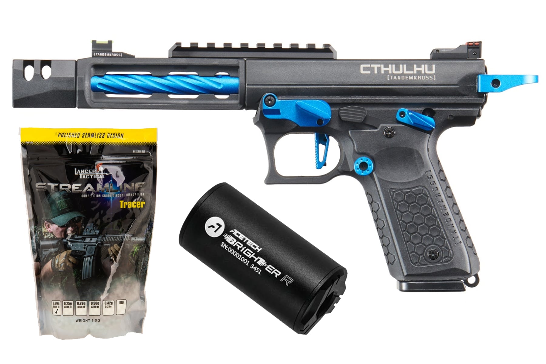 Tandemkross Officially Licensed Cthulhu GBB Airsoft Pistol Tracer Combo (Blue)