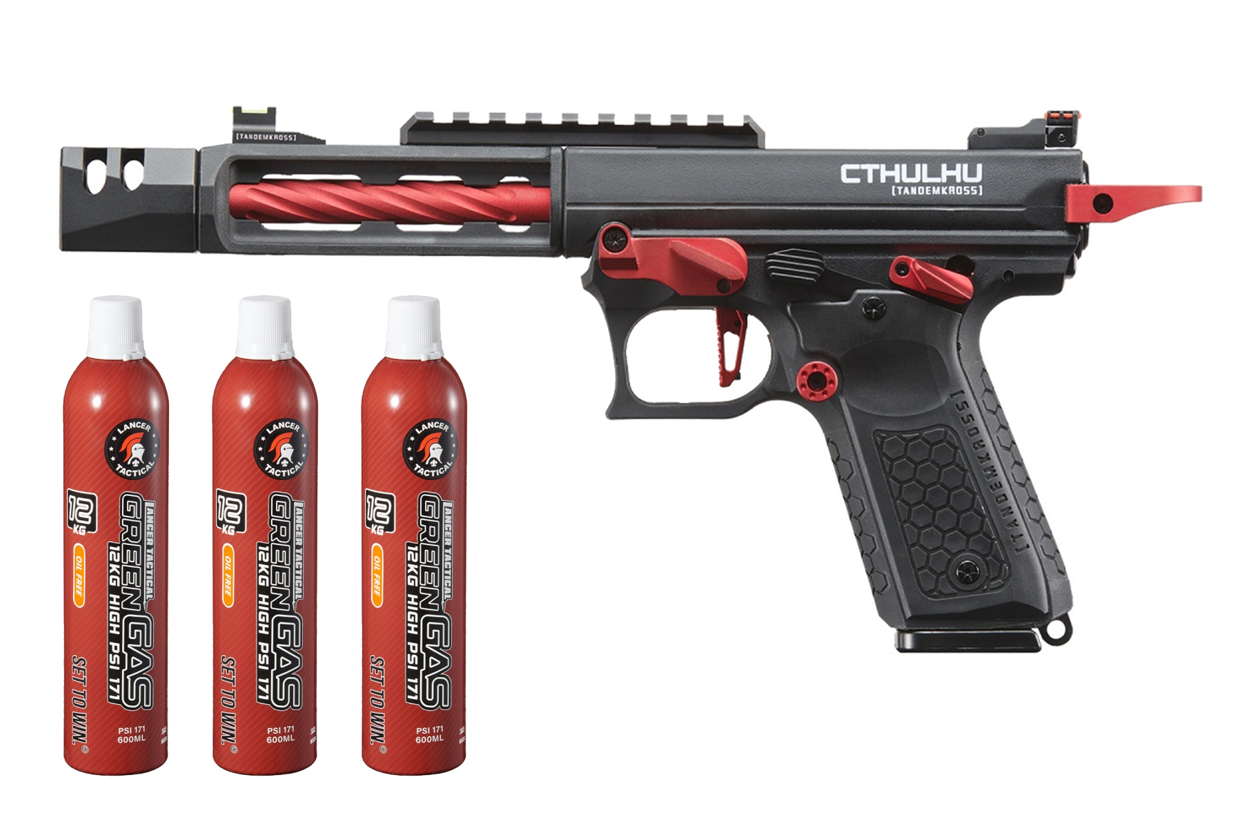Tandemkross Officially Licensed Cthulhu GBB Airsoft Pistol Green Gas Bundle
