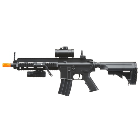 Double Eagle M804A2 LPEG Airsoft Gun with Red Dot Sight and PEQ Box – (Black)