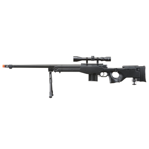 UK Arms Airsoft L96 Bolt Action Fluted Scope Rifle w/ Bipod – BLACK