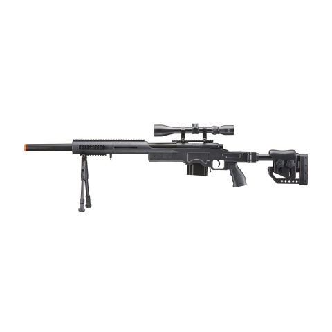 WellFire MB4410 Bolt Action Sniper Rifle w/ Scope and Bipod – BLACK