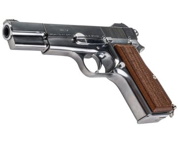 Marushin Browning Hi-Power Canadian Model Gun – Silver with Wood Grip