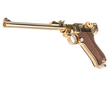 Marushin Luger P08 8 inch LangeLauf Checker Wood Grip Model Gun