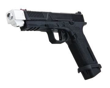 RWC Agency Arms EXA Green Gas Airsoft Pistol – (Stainless Steel Barrel w/ 417 Compensator – Silver)