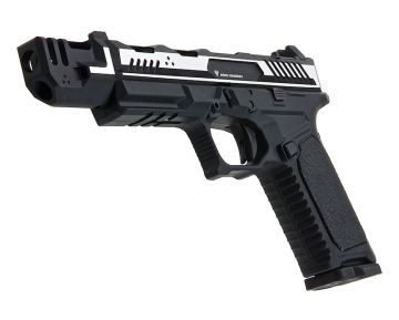 Strike Industries ARK 17 Green Gas Airsoft Pistol with Detachable Compensator (2-Tone BK / SV)