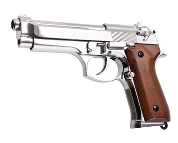 SRC M92 SR92 Platinum GBB Airsoft Pistol (Silver, Wood Grip)