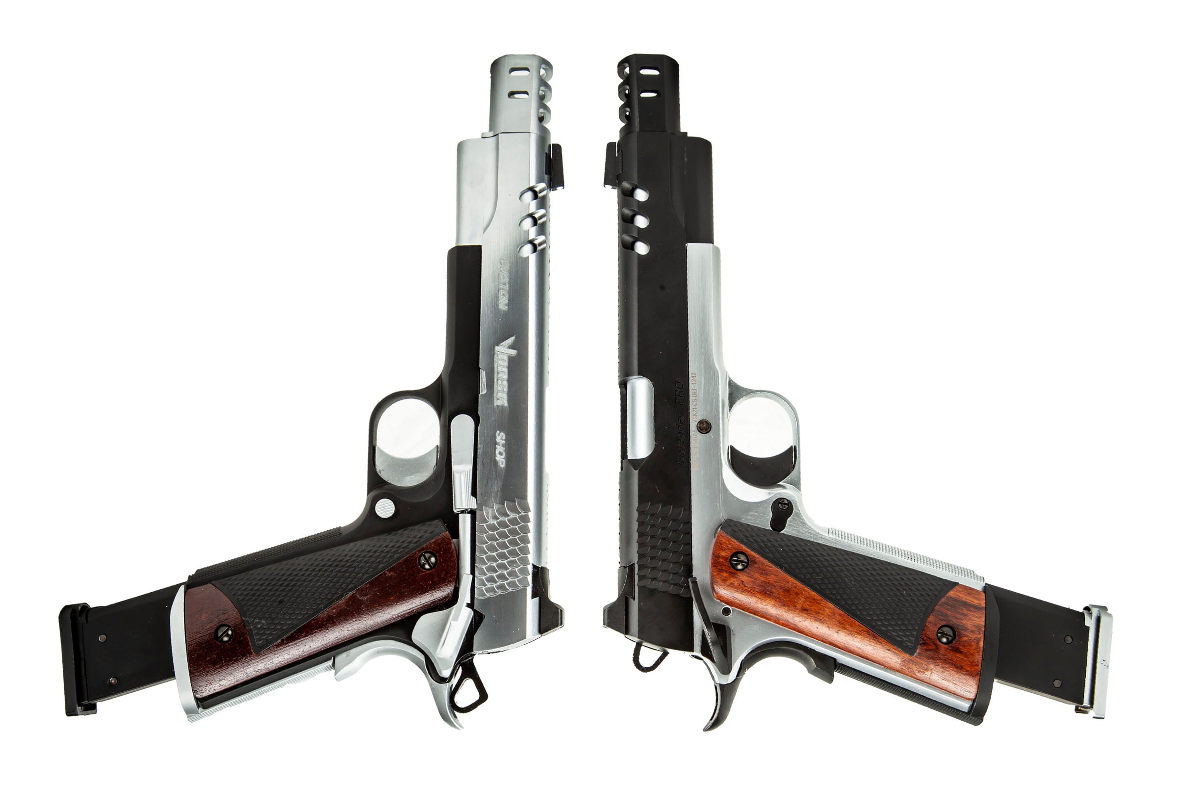 Vorsk Airsoft CS Defender Pro MEU GBB Airsoft Pistol Double Pack (Black & Silver)