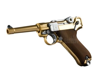 WE P08 Luger GBB Airsoft Pistol (4 inch, Gold)